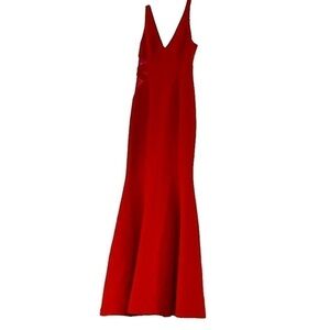 Jay Godfrey Berry Red Mesh Insert Rockefeller Gown Size 2